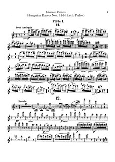 No.11-16: Para orquesta - partes em flautas by Johannes Brahms