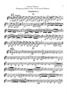 No.11-16: Para orquesta - partes em clarinetes by Johannes Brahms
