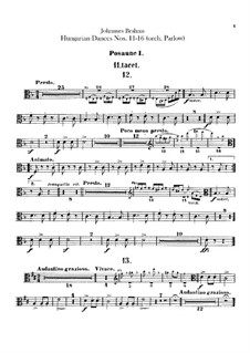 No.11-16: para orquestra - parte trombones by Johannes Brahms