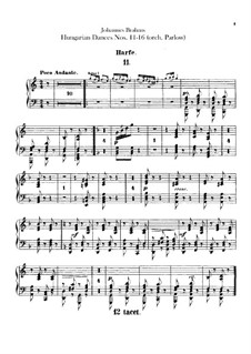 No.11-16: For orchestra – harp part by Johannes Brahms