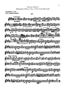 No.17-21: Para orquesta - partes em clarinetes by Johannes Brahms