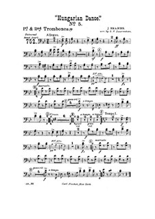 Dance No.5 in F Sharp Minor: For wind band – trombones I-II Part by Johannes Brahms
