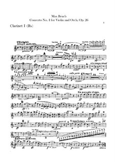 Violin Concerto No.1 in G Minor, Op.26: parte clarinetas by Max Bruch