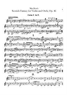 Scottish Fantasia for Violin and Orchestra, Op.46: parte trompa by Max Bruch