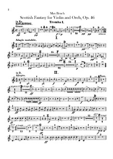 Scottish Fantasia for Violin and Orchestra, Op.46: parte trompetas by Max Bruch