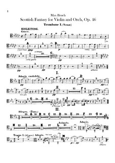 Scottish Fantasia for Violin and Orchestra, Op.46: parte trombones by Max Bruch