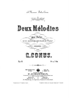 Two Melodies for Violin and Piano, Op.15: Score by Georges Conus