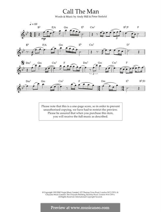 Call the Man (Celine Dion): para flauta by Andrew Hill, Peter Sinfield