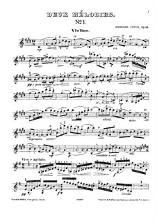 Two Melodies for Violin and Piano, Op.15: Parte de solo by Georges Conus