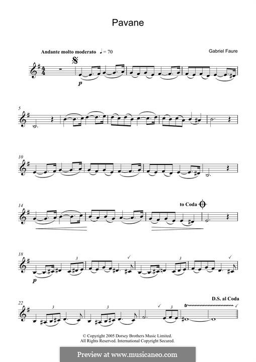 Pavane, Op.50: para clarinete by Gabriel Fauré