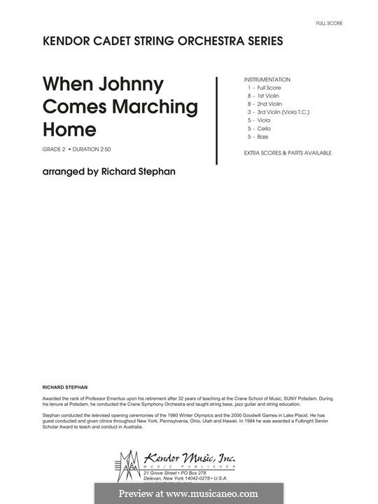 When Johnny Comes Marching Home: partitura completa by folklore