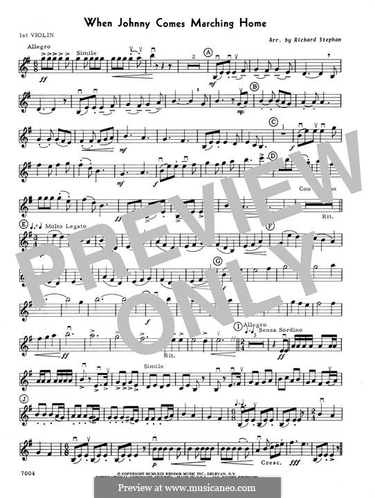 When Johnny Comes Marching Home: 1st Violin part by folklore