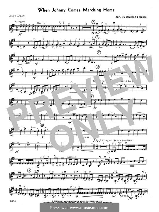 When Johnny Comes Marching Home: 2nd Violin part by folklore