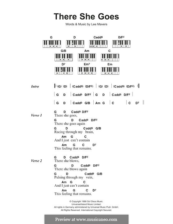 There She Goes (The Las): Para Piano by Lee Mavers