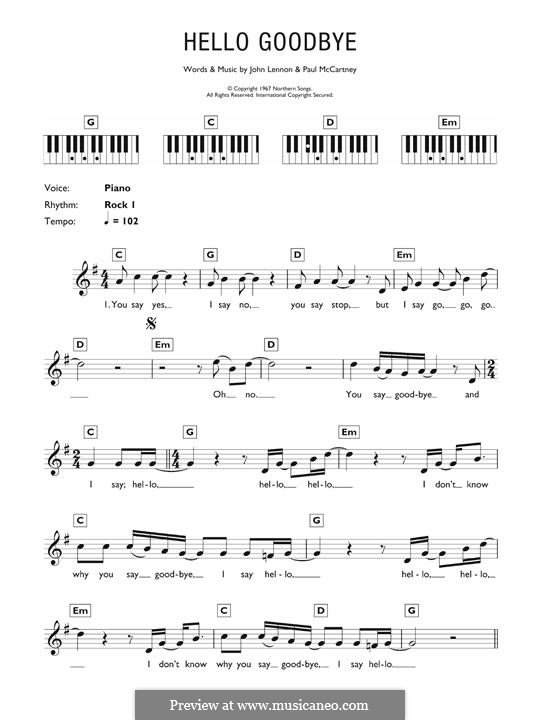 Hello, Goodbye (The Beatles): Para Piano by John Lennon, Paul McCartney