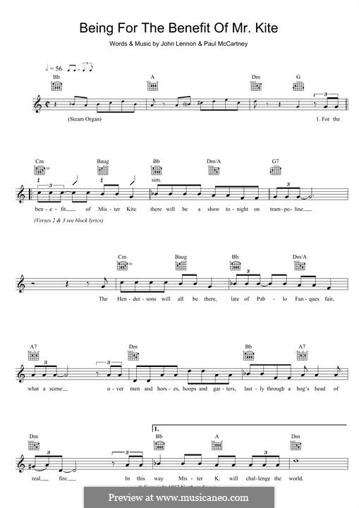 Being for the Benefit of Mr Kite (The Beatles): para teclado by John Lennon, Paul McCartney