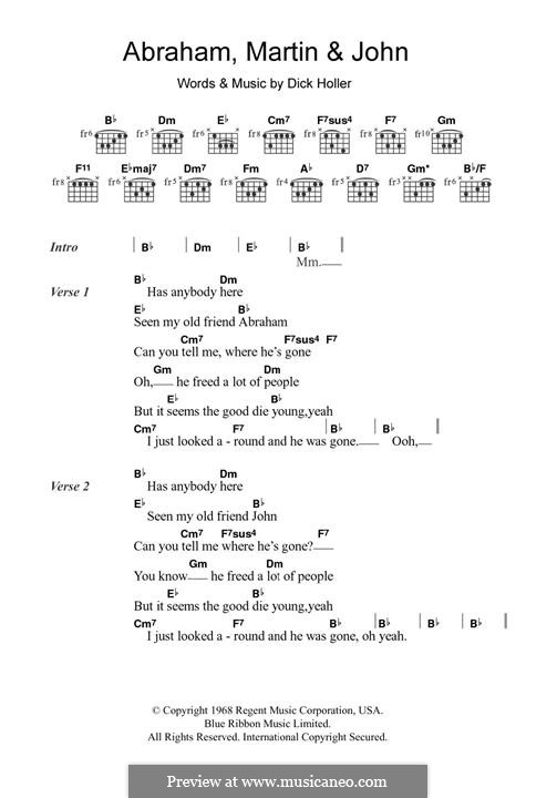 Abraham, Martin and John (Marvin Gaye): Para Guitarra by Dick Holler