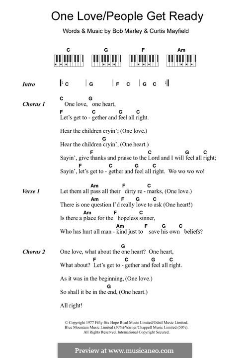 One Love / People Get Ready: Para Piano by Bob Marley, Curtis Mayfield