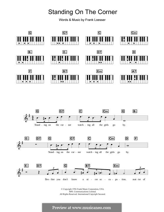 Standing on the Corner (The Four Lads): Para Piano by Frank Loesser