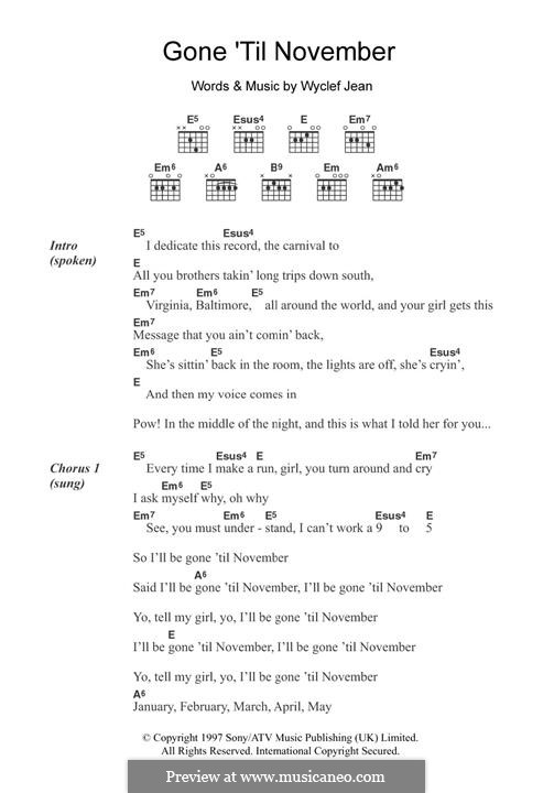 Gone 'Til November: Para Guitarra by Wyclef Jean