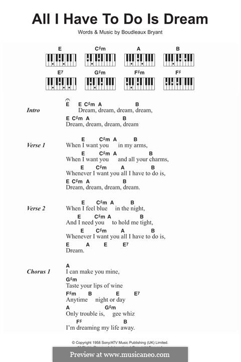 All I Have To Do Is Dream (The Everly Brothers): Facil para o piano by Boudleaux Bryant