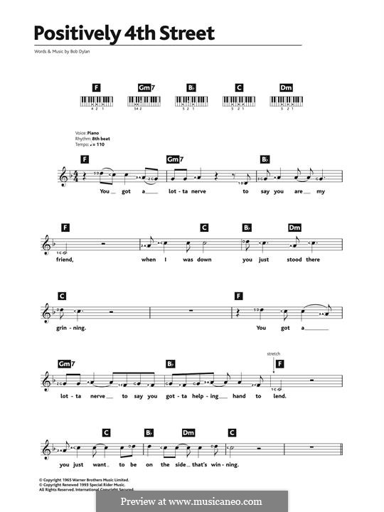 Positively 4th Street: Para Piano by Bob Dylan