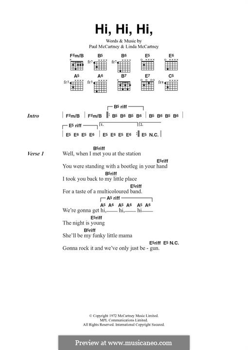 Hi Hi Hi (Wings): Para Guitarra by Linda McCartney, Paul McCartney