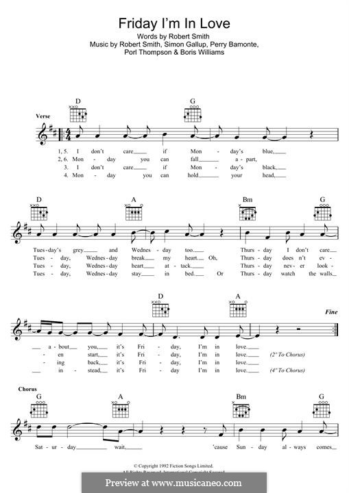 Friday I'm in Love (The Cure): para teclado by Boris Williams, Perry Bamonte, Porl Thompson, Robert Gary Smith, Simon Gallup