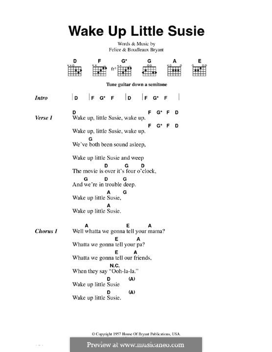 Wake Up Little Susie (The Everly Brothers): Para Guitarra by Boudleaux Bryant, Felice Bryant