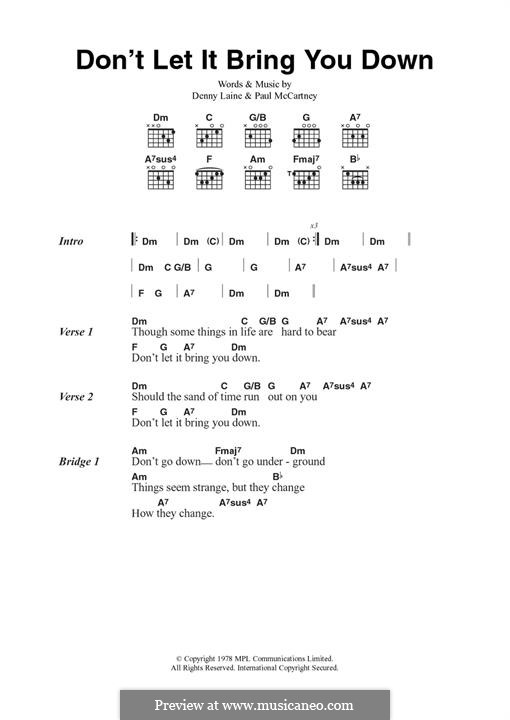 Don't Let It Bring You Down (Wings): Para Guitarra by Denny Laine, Paul McCartney