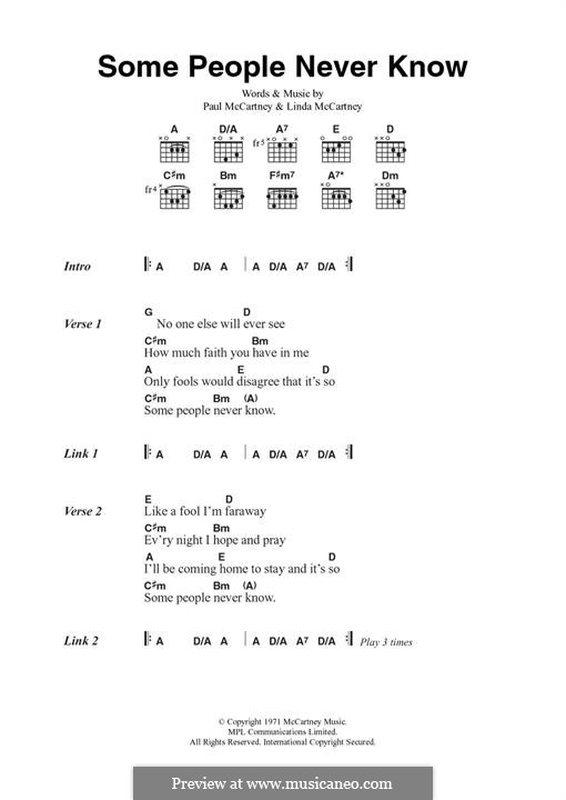 Some People Never Know (Wings): Para Guitarra by Linda McCartney, Paul McCartney