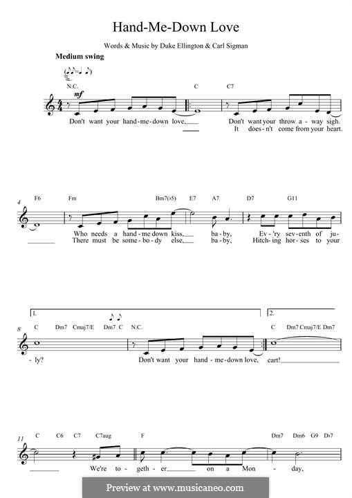 Hand Me Down: para teclado by Duke Ellington