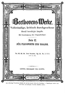 Three Sonatas for Violin and Piano, Op.12: Sonata No.1 by Ludwig van Beethoven