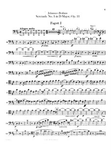 Serenade No.1 in D Major, Op.11: parte fagotes by Johannes Brahms