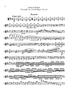 Serenade No.1 in D Major, Op.11: parte viola by Johannes Brahms