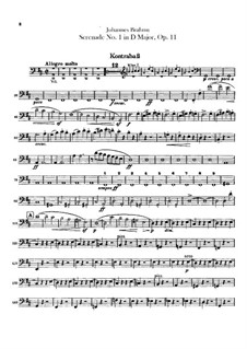 Serenade No.1 in D Major, Op.11: Parte contrabaixo by Johannes Brahms