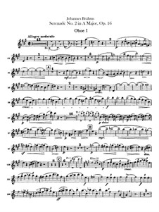 Serenade No.2 in A Major, Op.16: parte de oboes by Johannes Brahms