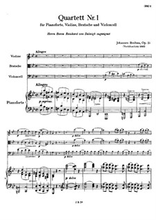 Piano Quartet No.1 in G Minor, Op.25: movimento I by Johannes Brahms
