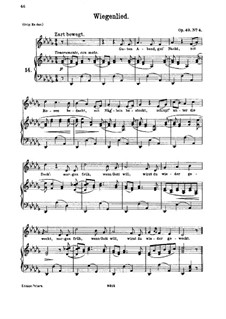 No.4 Cradle Song: For voice and piano (D Flat Major) by Johannes Brahms