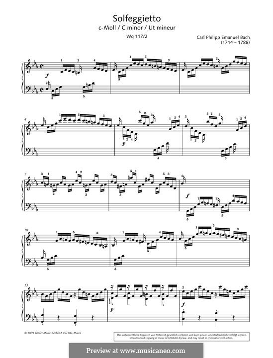 Solfeggietto, H 220 Wq 117:2: For piano in C Minor by Carl Philipp Emanuel Bach