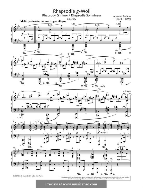 Two Rhapsodies, Op.79: Rhapsody No.2 by Johannes Brahms