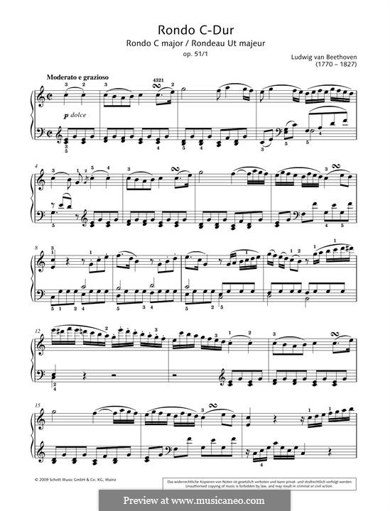 Two Rondos for Piano, Op.51: Rondo No.1 by Ludwig van Beethoven