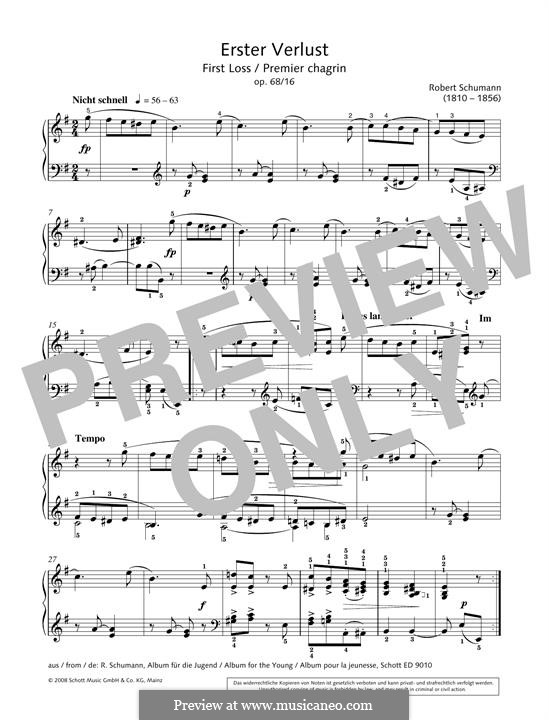 No.16 Erster Verlust (First Sorrow): Para Piano by Robert Schumann