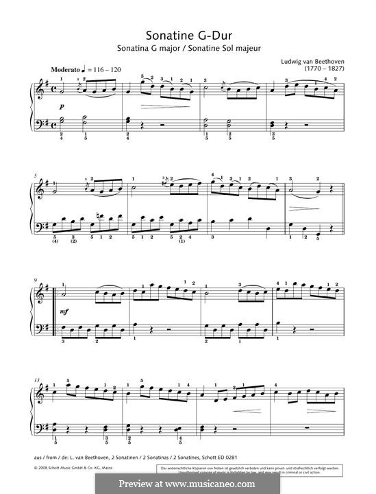 Sonatina in G Major: Para Piano by Ludwig van Beethoven