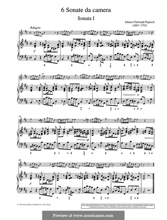 Six sonate da camera: Sonata No.1 by Johann Christoph Pepusch