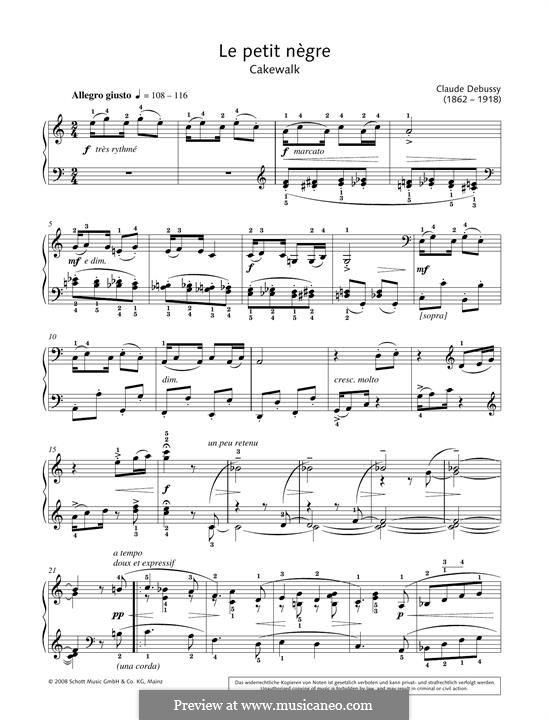 Le petit nègre (The Little Negro), L.114: Para Piano by Claude Debussy