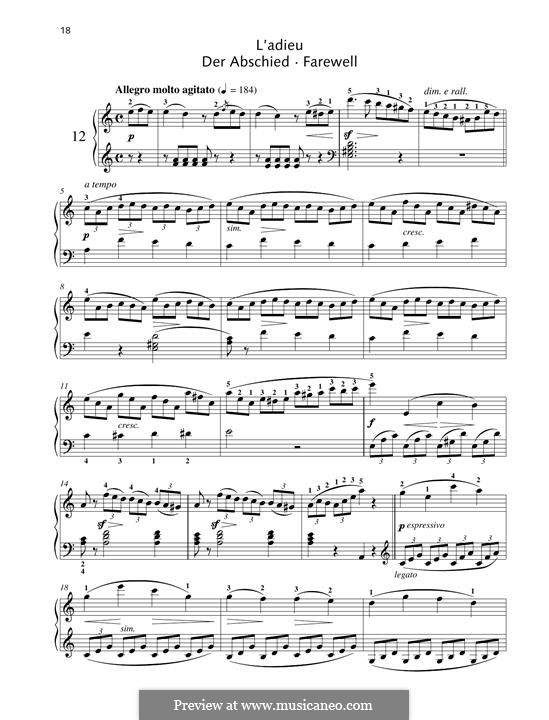 No.12 L'Adieu (Farewell): Para Piano by Johann Friedrich Burgmüller