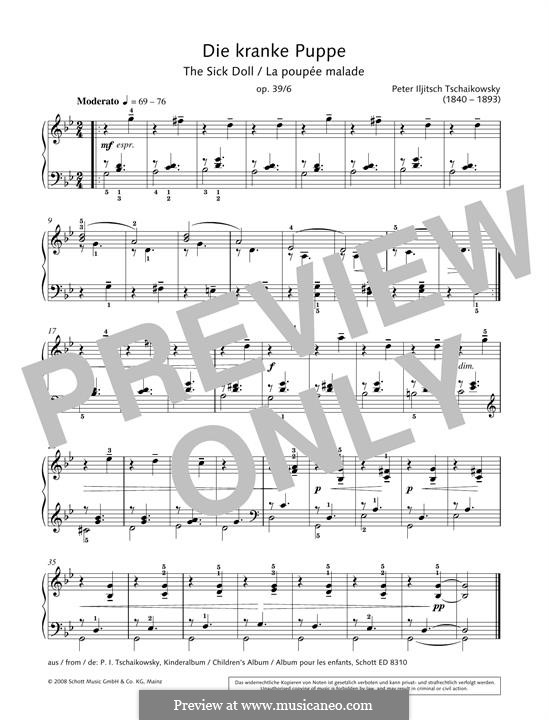 No.6 The Sick Doll: Para Piano by Pyotr Tchaikovsky