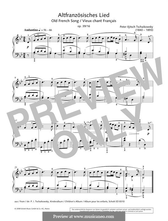 No.16 Old French Song: Para Piano by Pyotr Tchaikovsky