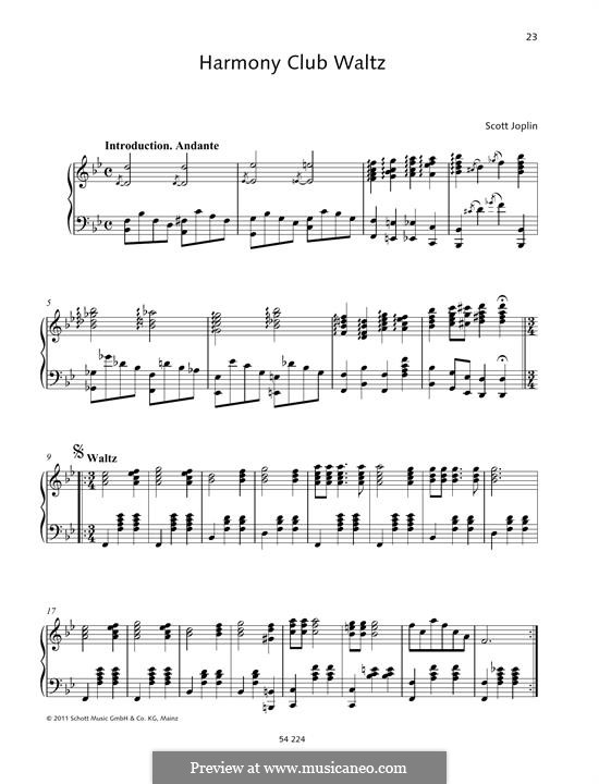 Harmony Club Waltz: Para Piano by Scott Joplin